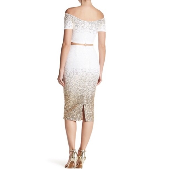 Sequin Two-Piece Ombré Midi Skirt and Crop Top - Picture 3 of 4